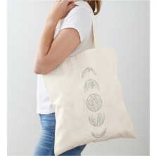 Giftora Minimal Ay Tasarımlı Ham Bez Omuz