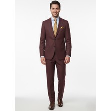 Presto Erkek Armürlü 6 Drop  Slim Takım Elbise Bordo 667-500