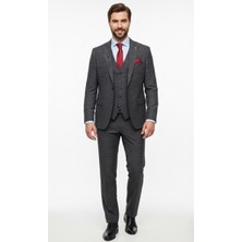 Presto Erkek Armürlü 6 Drop Yelekli Slim Takım Elbise Siyah 788-001