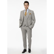 Presto Erkek Slimfit 6 Drop Yelekli Takım Elbise Gri 794-050