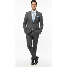 Presto Erkek 4 Drop Regülar Ekose Takım Elbise Füme 479-090