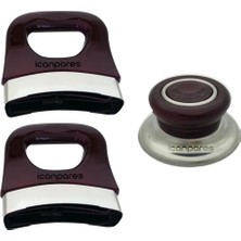 Akat Tencere Ile Uyumlu Tava ve Sahan Uygun Sap Kulp Tutamak Kulbu Seti 3 Lü Vişne Çürüğü