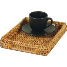 Baolgi Hasır Küçük Dikdörtgen Tepsi Naturel 22x17x3 cm