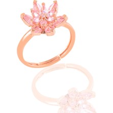 Söğütlü Silver Gümüş Rose Taşlı Nilüfer Lotus Çiçeği Yüzük