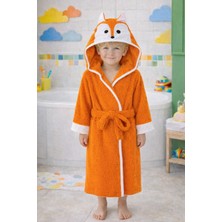 Ely Parker Kapşonlu Çocuk Bornoz Pamuklu Turuncu Tilki Hayvan