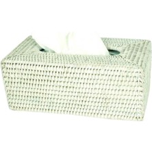 Baolgi Hasır Yüksek Kleenex Kutusu Beyaz 25x14x10 cm