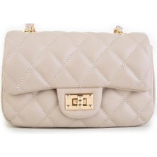 Nas Bag Kadın Çapraz Çanta Kapitone Zincir Detaylı - Kum Uludağ