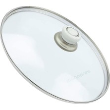 Akat Tencere Ile Uyumlu Sahan Tava Cam Kapağı Kapak 30 cm Beyaz Tutma Tepesi
