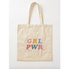 Giftora Wr - Girl Power Baskılı Ham Bez Omuz