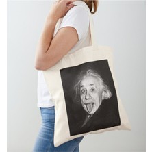 Giftora Albert Einstein Baskılı Ham Bez Omuz