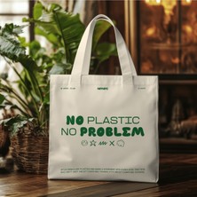Giftora No Plastic No Problem Baskılı Kanvas Özel Üretim Çanta
