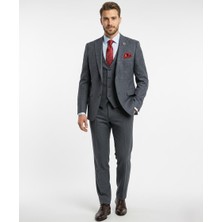 Presto Erkek Armürlü 6 Drop Yelekli Slim Takım Elbise Siyah 790-001