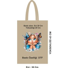 Giftora 46 Tel Dtf Baskılı Saplı Bez Poşet – 30X42 cm Ham Bez