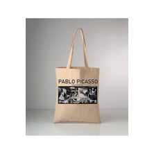 Giftora Pablo Picasso Guernica Baskılı Ham Bez Omuz Çantası 35X40 cm