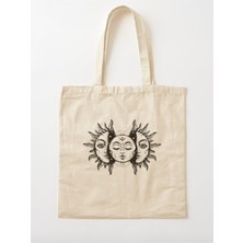 Giftora Ay & Güneş Tasarımlı Ham Bez Omuz Çantası