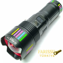 farissu PS-4300 110W 11000 Lümen Şarj Edilebilir Uzun Menzilli Profesyonel El Feneri – Dijital Göstergeli