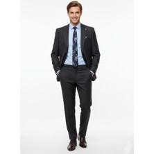 Presto Erkek Slimfit Çizgili Yün Takım Elbise 6 Drop Siyah  2127-001