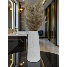 Fk Design Çizgili Beton Vazo | Modern Dekoratif Ev & Salon Vazosu [çiçek Dahil Değildir]