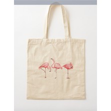 Giftora Flamingo Tasarımlı Ham Bez Omuz Çantası
