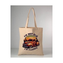 Giftora Arabalar Serisi-5 Baskılı 35X40 cm Ham Bez Omuz Çantası