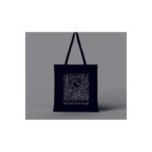 Giftora Van Gogh Yıldızlı Geceler Baskılı Ham Bez Siyah Omuz Çantası