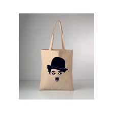 Giftora Charlie Chaplin Baskılı Ham Bez Omuz Çantası