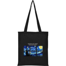 Giftora Vıncent Van Gogh  Ham Siyah Bez Çanta