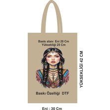 Giftora Saplı Pamuk Bez Poşet – 30X42 Cm, Çevreci, Dtf Baskılı