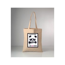 Giftora Hayvanlarımız Cix Panda Baskılı Ham Bez Omuz Çantası 35X40 cm