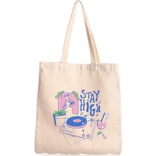 Giftora Stay High Basklı Kanvas Bez Çanta