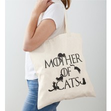Giftora Mother Of Cats Baskılı Ham Bez Çanta
