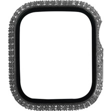 Maks Technology Watch 7 41MM Mkst Watch Gard 24 Kenarları Taşlı Sert Pc Kasa ve Ekran Koruyucu - Gümüş