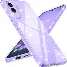 Alstrap Samsung Galaxy A07 Uyumlu Simli Şeffaf Kılıf Sert Darbe Korumalı Sararmaz Ince Silikon Kapak