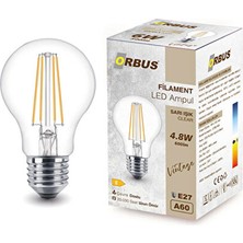 Orbus F60 4.8W Clear Ampul Sarı Işık E27 600LM