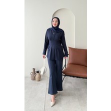 Miraydin Butik Belden Bağlamalı Pantolonlu Scuba Takım – Lacivert