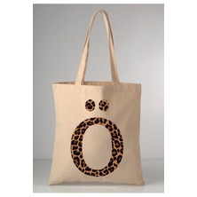 Giftora Leopar Desenli Ö Harfi Baskılı Ham Bez 35X40 Ekru Omuz Çantası