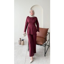 Miraydin Butik Belden Bağlamalı Pantolonlu Scuba Takım – Bordo