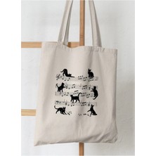 Giftora Müzikli Kedi Tasarım Baskılı Ham Bez