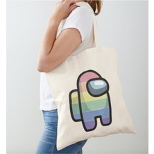 Giftora Amongus Baskılı Ham Bez Omuz Çantası