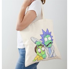 Giftora Rick And Morty Baskılı Ham Bez Omuz