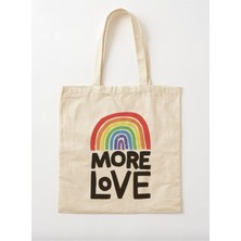 Giftora More Love - Rainbow Tasarımlı Ham Bez Omuz Çantası