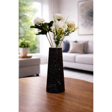 Fk Design Büyük Boy Çizgili Beton Vazo | Modern Dekoratif Masa Üstü & Salon Vazosu [çiçek Dahil Değildir]