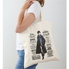 Giftora Sherlock Holmes Baskılı Ham Bez Omuz
