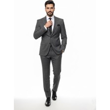 Presto Erkek Klasik Ekose Takım Elbise 6 Drop SIYAH-667-001