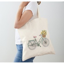 Giftora Bisiklet Tasarımlı Ham Bez Omuz Çanta