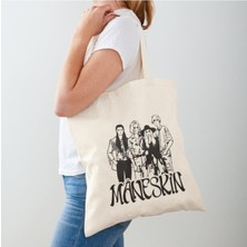 Giftora Maneskin Rock Baskılı Ham Bez Omuz Çantası