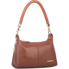 Nas Bag Kadın Mini Omuz ve Çapraz Çanta Örgülü Askılı - Taba Victoria