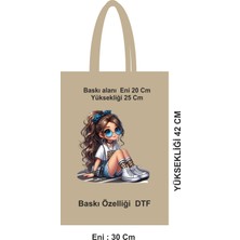 Giftora Saplı Bez Poşet 30X42 cm – Dtf Baskılı, 46 Tel Pamuk Bez