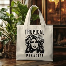 Giftora Tropical Paradise  Baskılı Kanvas Özel Üretim Çanta