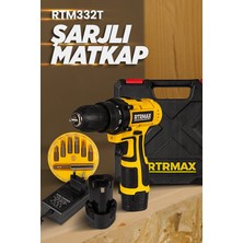 RTRMAX Akülü Vidalama Şarjlı Matkap Seti 12V  1.3AH + Bits Uç Adaptör Seti 7 Parça | Çantalı